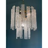 Murano Glass Chandelier With Hammered Strips ”Listelli” by Simoeng