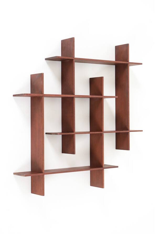 Rare, sculptural teak wall shelf / Mid-century Danish modern design / 1960s minimalism