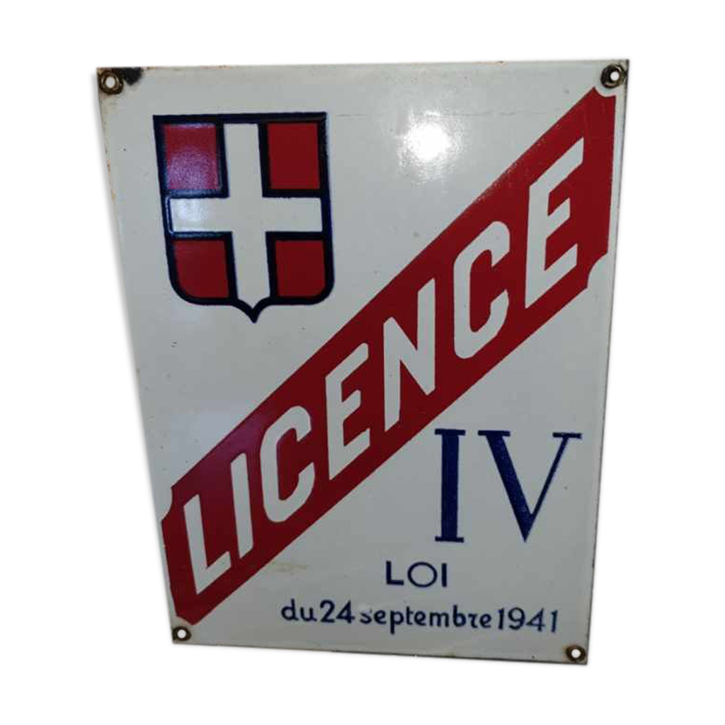 Plaque émaillée licence IV | Selency