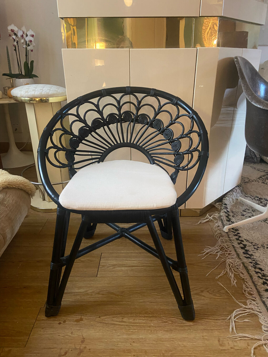 Rattan armchair peacock