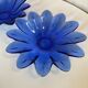Set of 2 small plates fruit cup in the shape of a daisy/blue flower - pocket tray / ashtray
