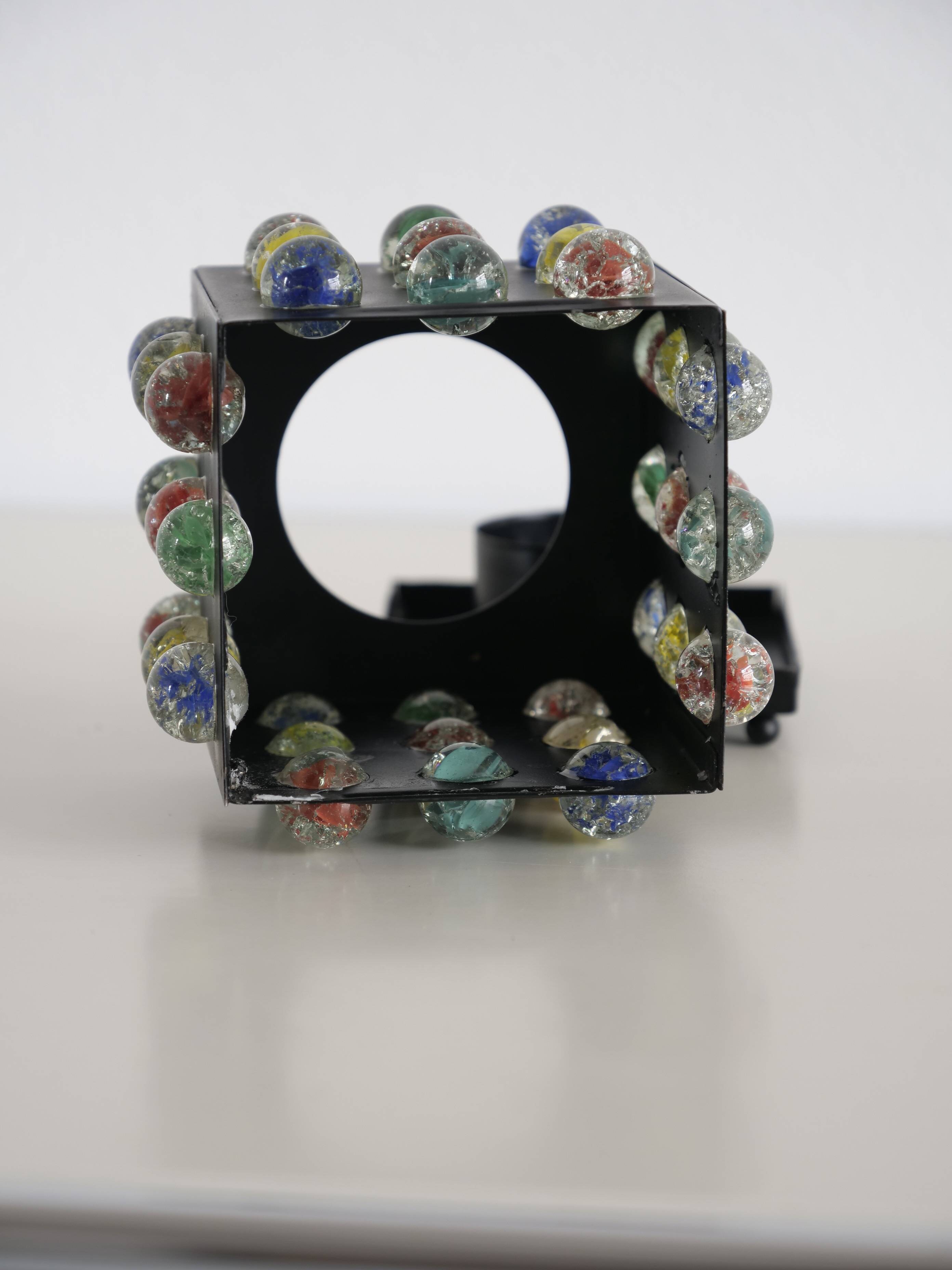 Japanese tealight holder of colored glass beads