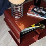 Side table, metal and smoked glass according to François Monnet