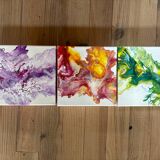 Acrylic triptych painting on canvas