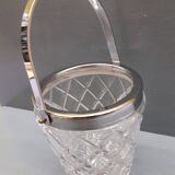 Vintage ice bucket in bevel glass and metal