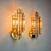 Pair of Venini wall lights, triedri glass, murano, Italy 1970