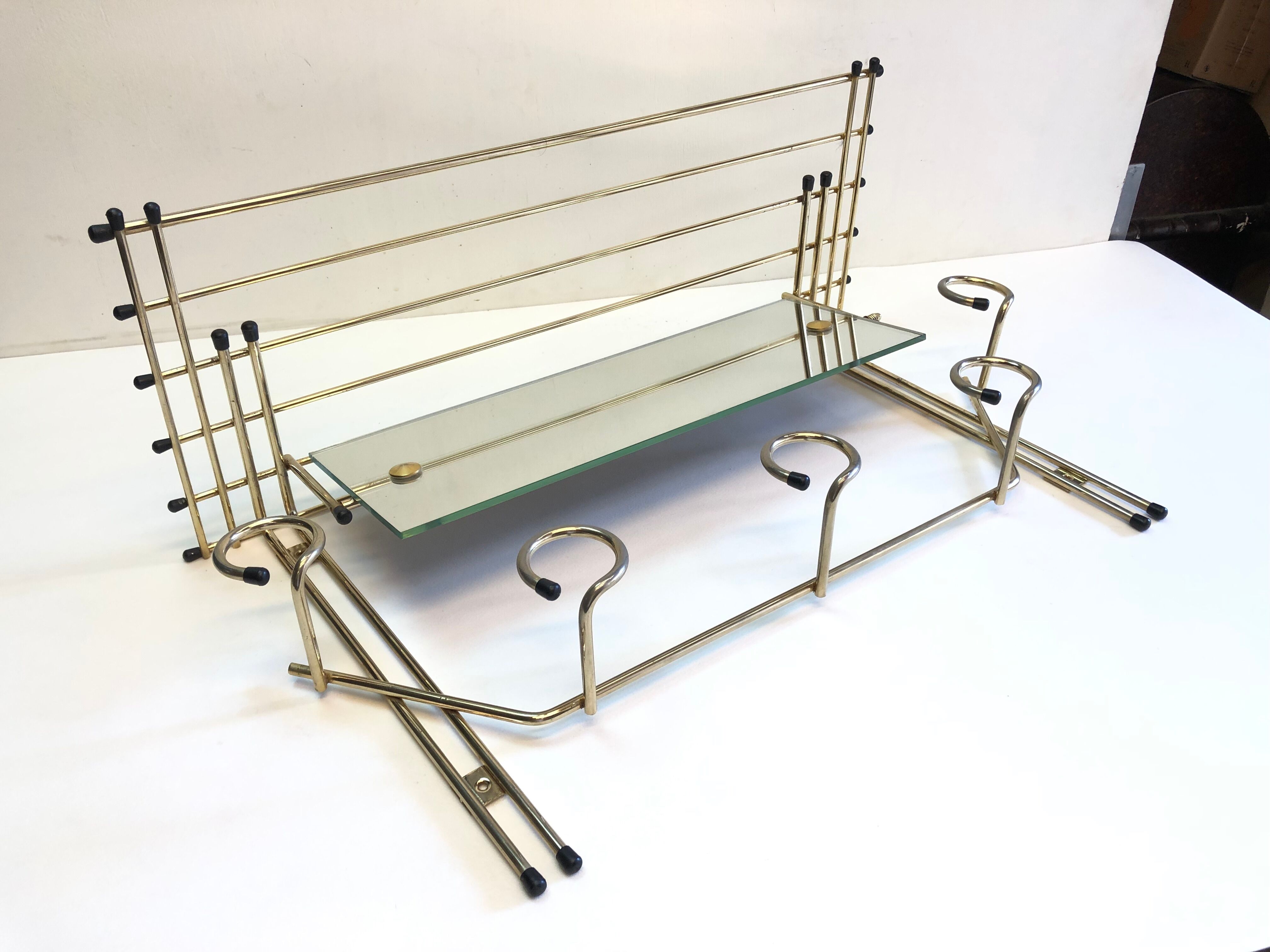 Galvano brass swivel mirror coat rack 1963