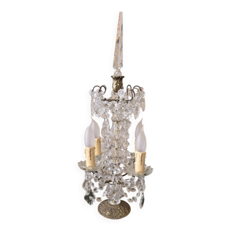 Girandole en bronze doré et pampilles en verre