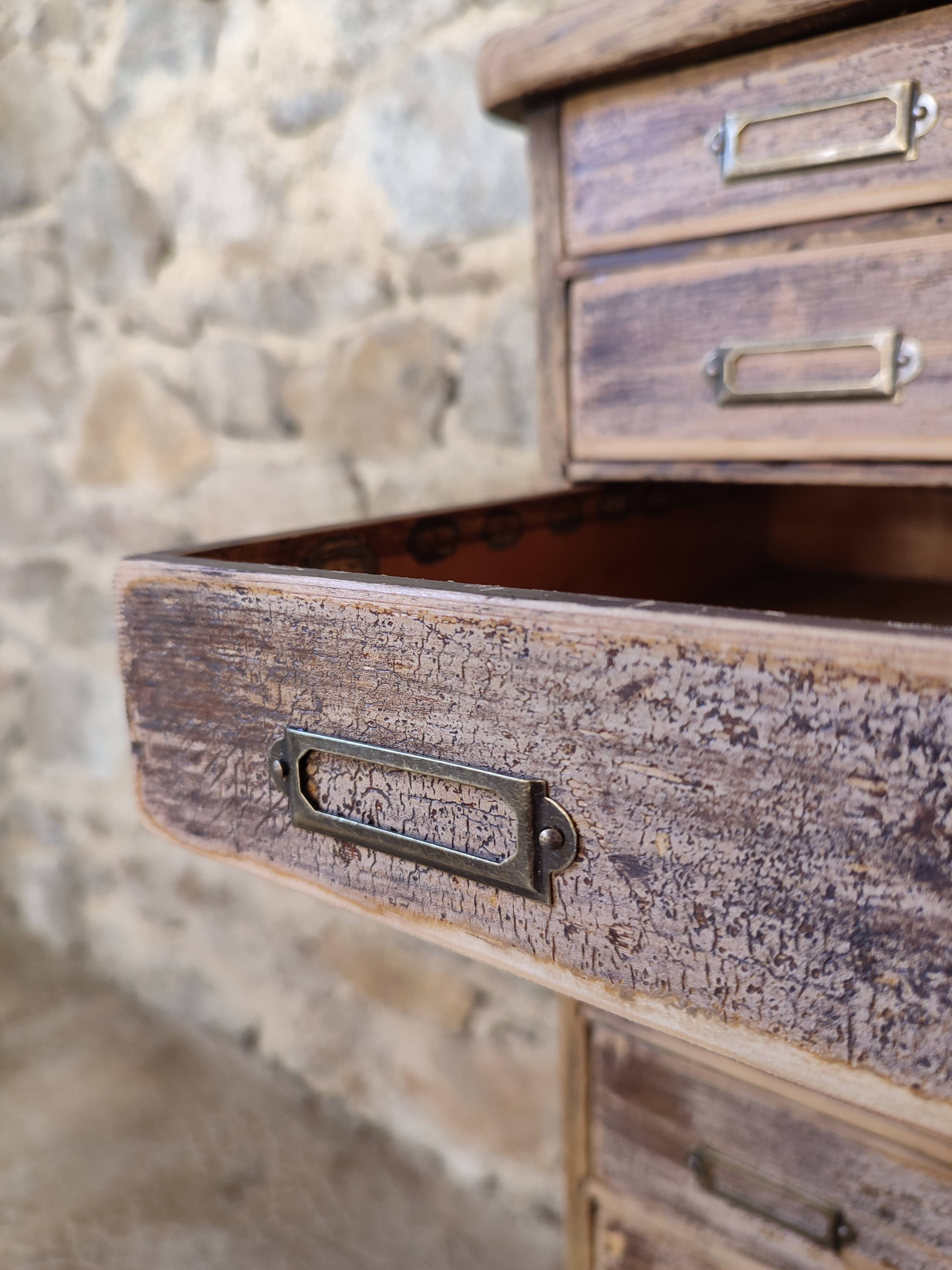 Antique loom furniture watchmaker's layette