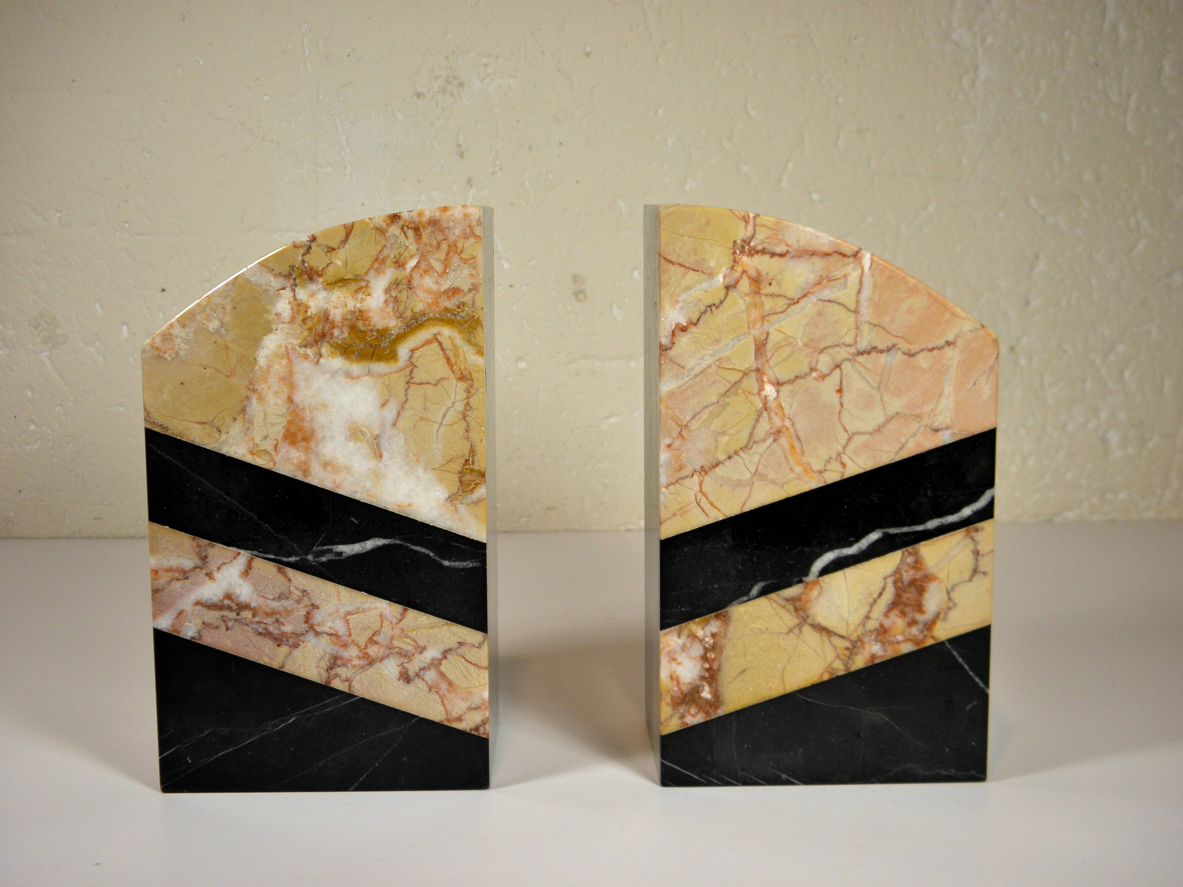 Pair of art deco marble bookends