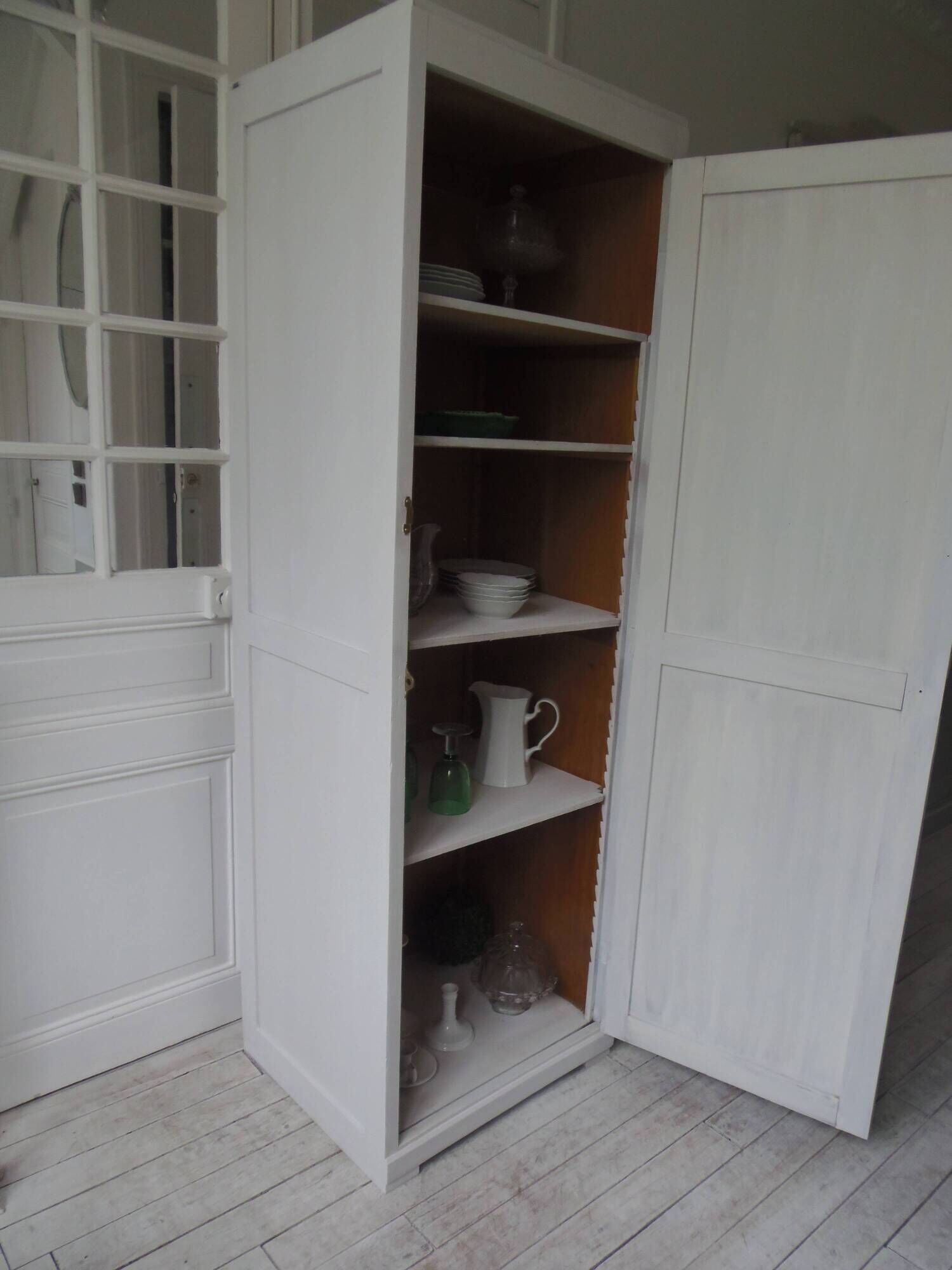 Vintage Parisian wardrobe re-enchanted in pearl gray with waxed finish.