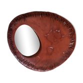 Sculptural Free Form Leather Mirror, France, 1990s