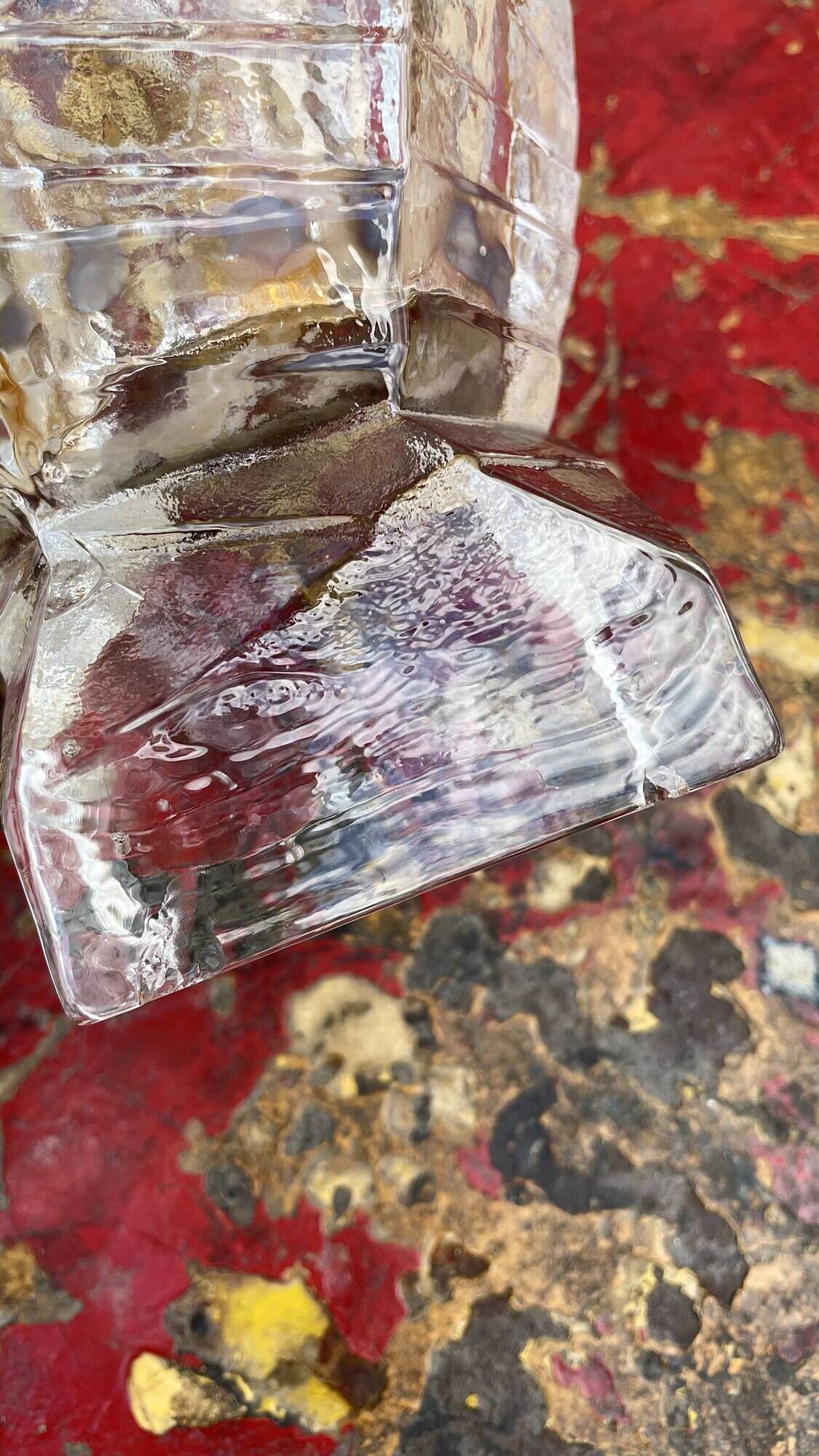 Set of 2 Swedish brutalist frosted glass candle holders.