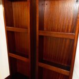 Pair of bedside tables with mahogany and brass shelf