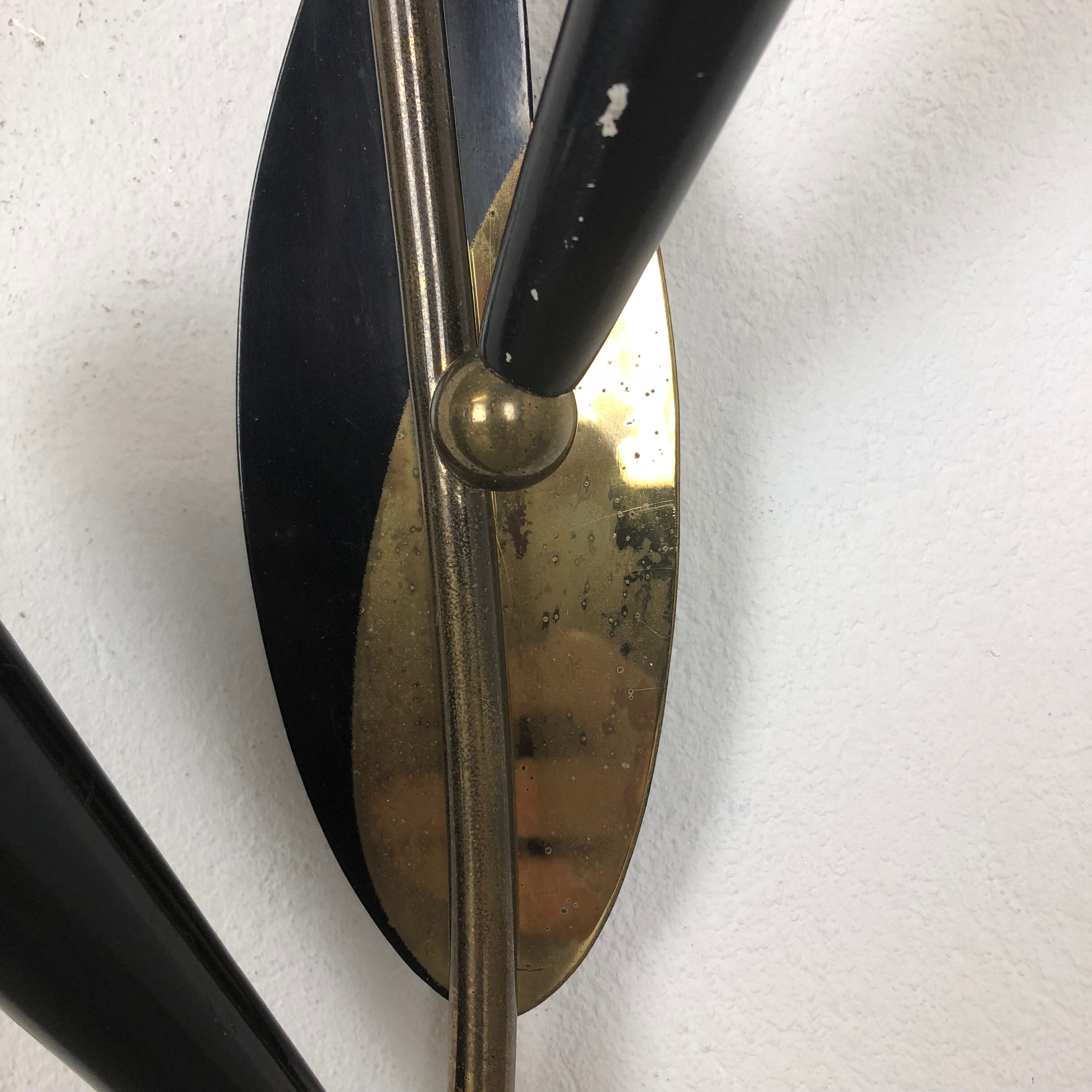 Extra Large Modernist Brass Floral Theatre Wall Light Sconces, France, 1950