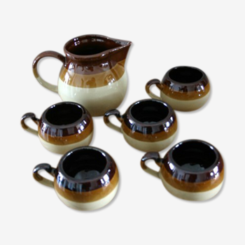 Service vintage 6 pieces in enamelled sandstone