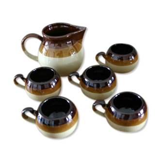 Service vintage 6 pieces in enamelled sandstone