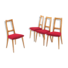 Quatre chaises en merisier et laine années 60