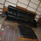 Eric Merthen leather sofa with matching ottoman, Sweden 1960s