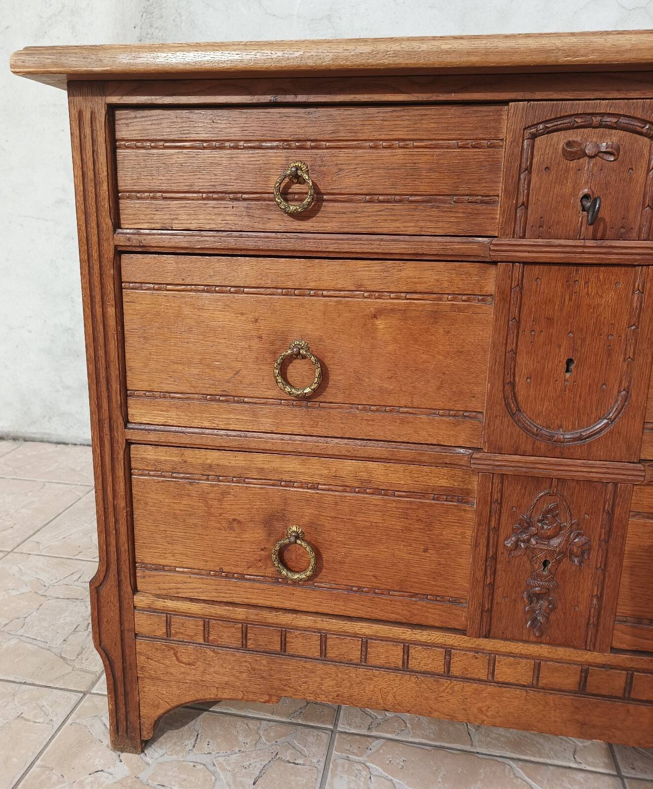 Louis XVI style oak commode