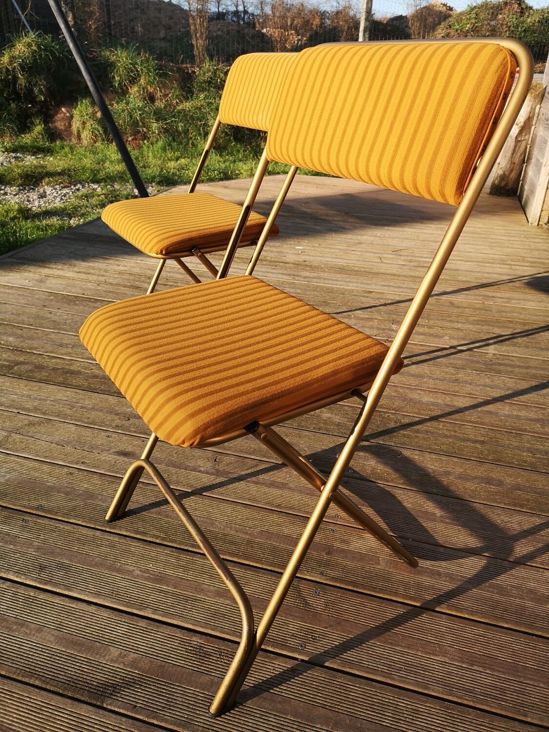 Paire de chaises Lafuma Chantazur dorée