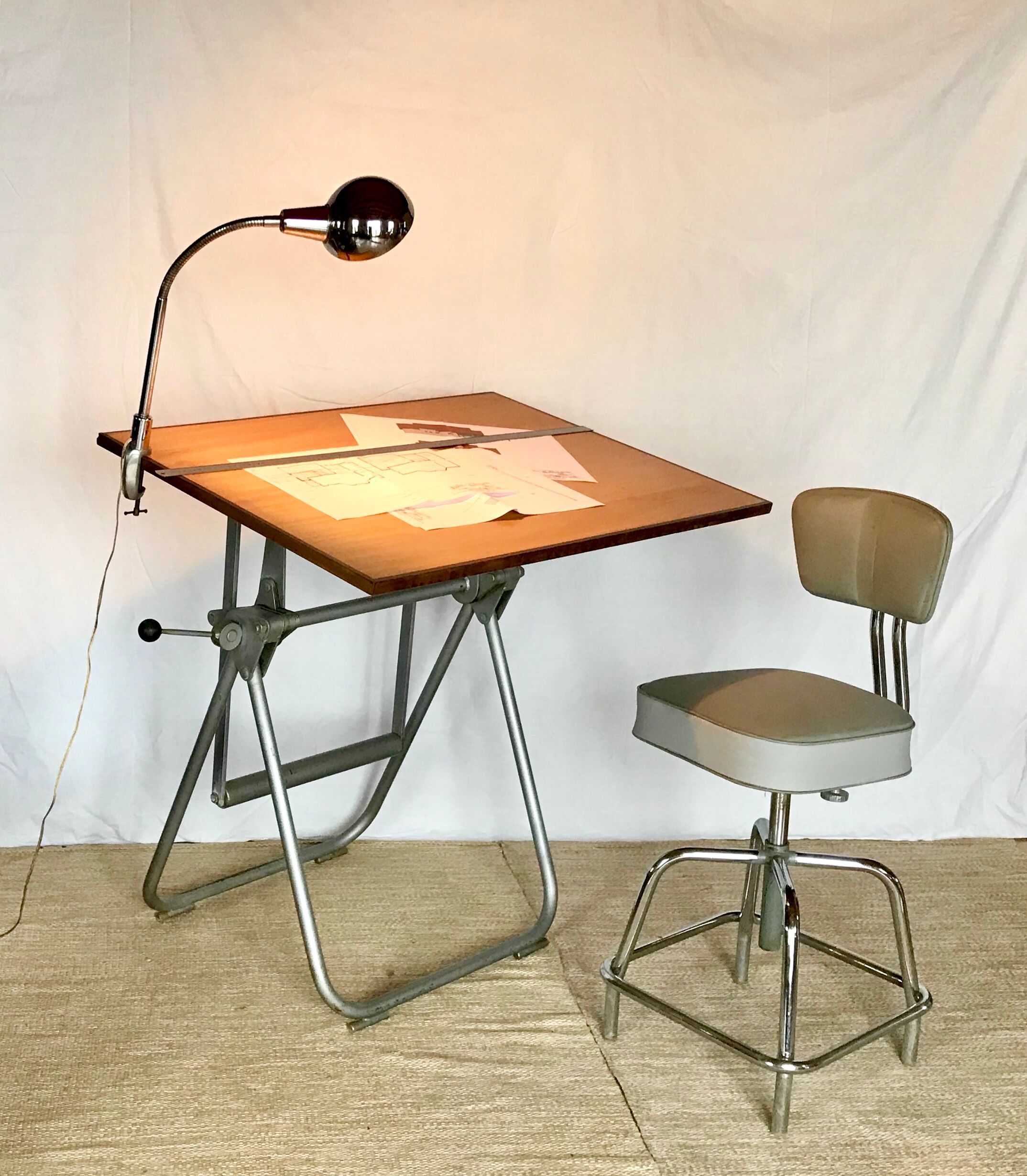 Architect Heliolithe vintage drafting table and Chair