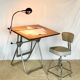 Table à dessin d’architecte Héliolithe vintage et sa chaise