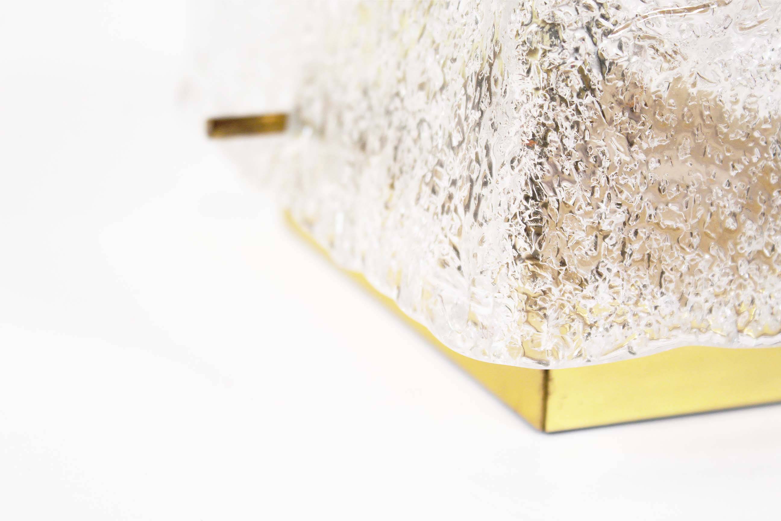 Medium sized brass and muranoglass flush mount light by Hillebrand