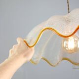 Mid-Century Italian Murano Glass and Brass Pendant Lamp