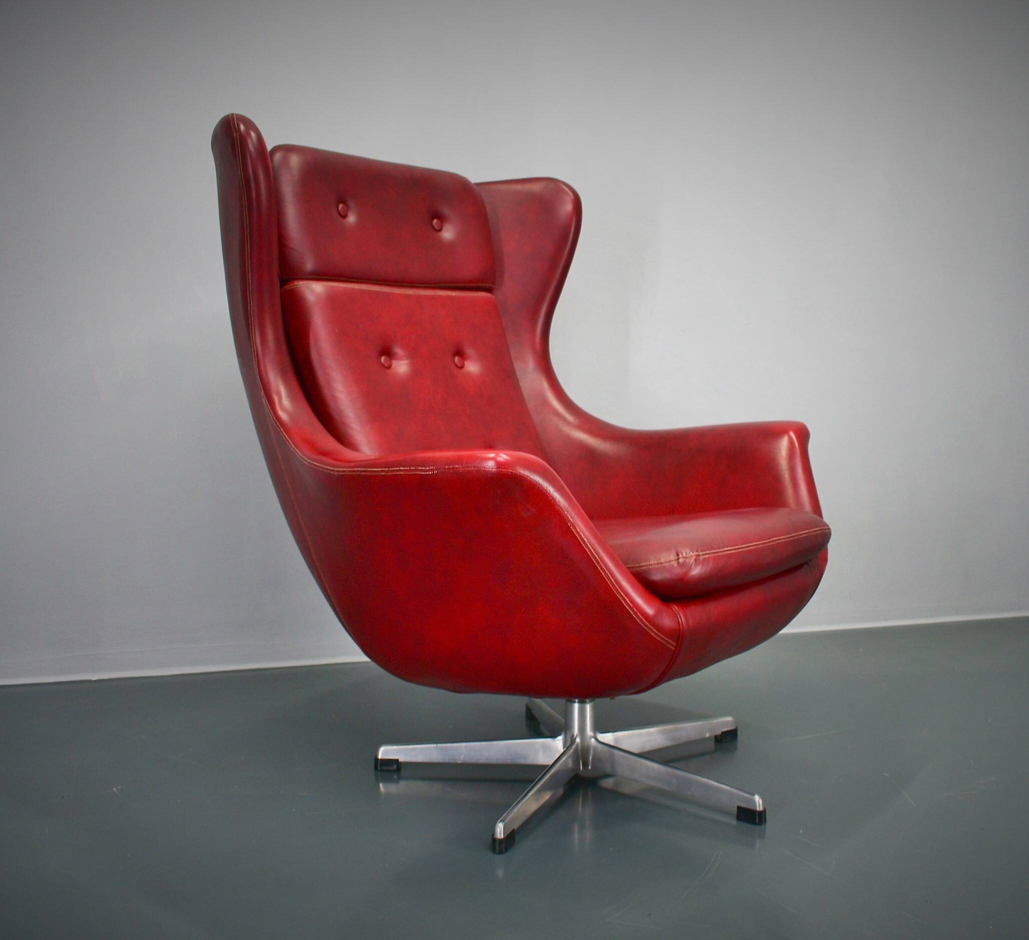 Leather swivel armchair from Up Závody , 1960s