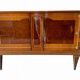 Satin wood sideboard, brass fittings — Mid-Century