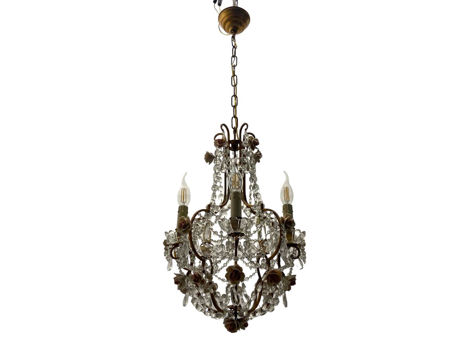 Vintage Crystal Rose Chandelier