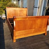 19th century walnut roller boat bed