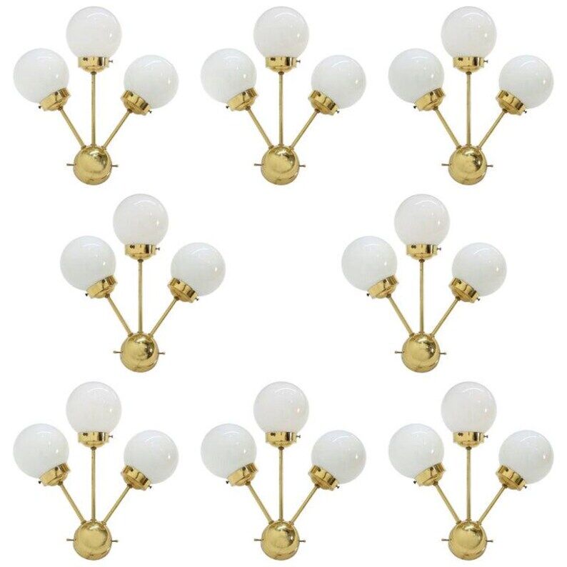 Space age sputnik brass wall lamps, 1970s, more pieces available