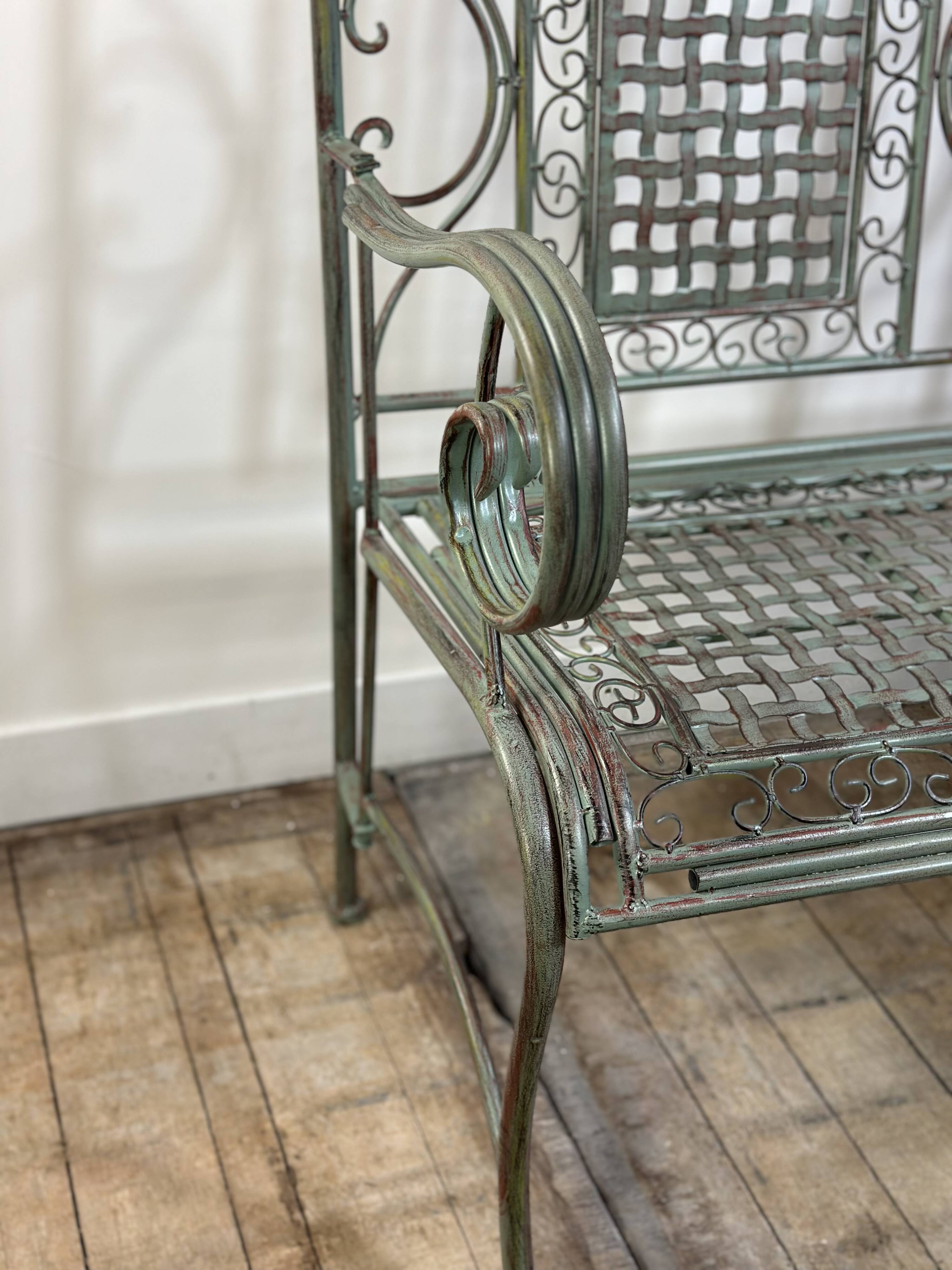 Folding iron garden bench