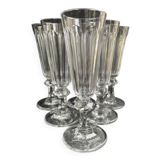 6 Baccarat/Saint Louis champagne flutes - 19th century