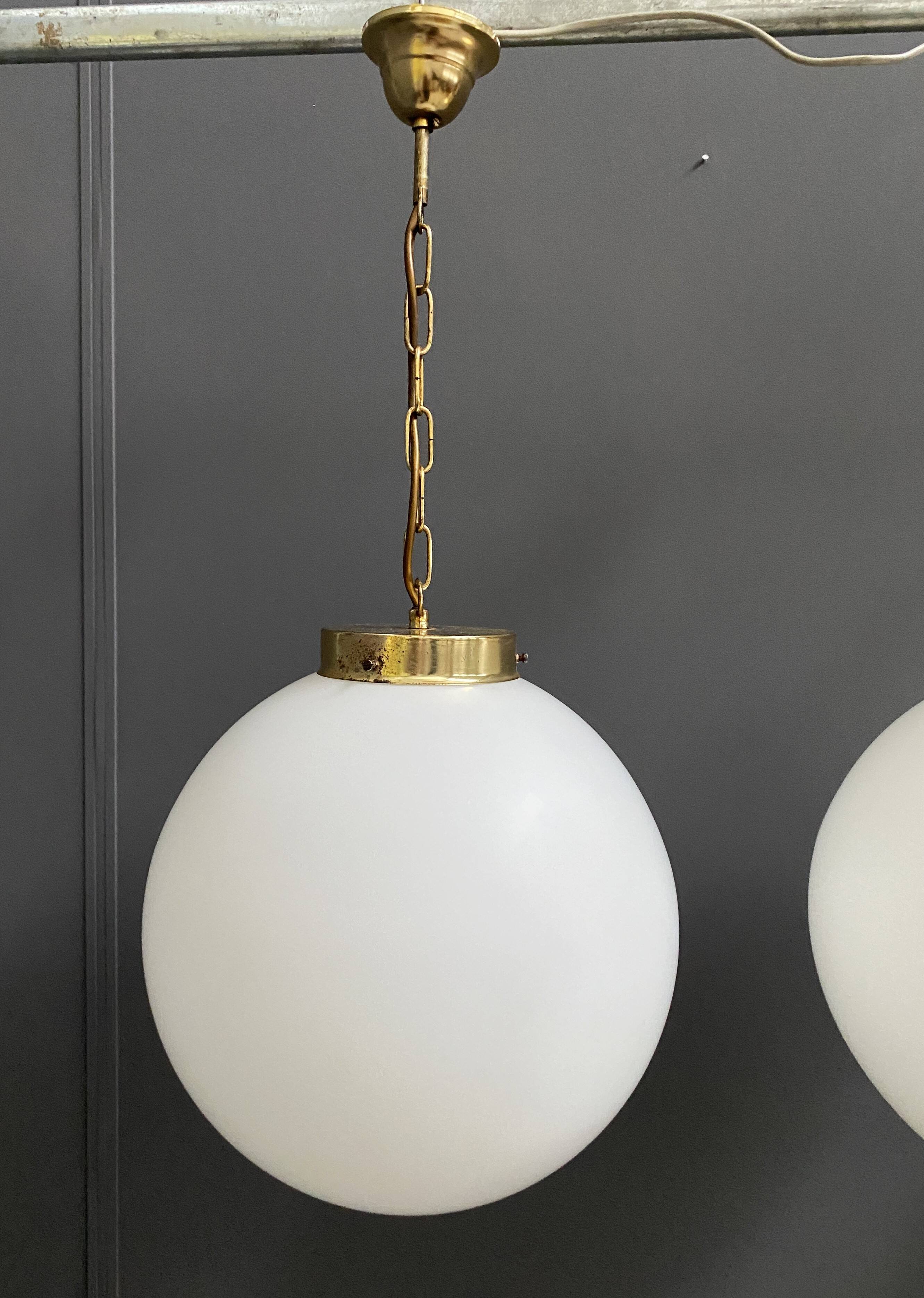 Sphere opal glass hanging lamp 1970s by Kamenicky Senov