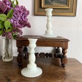 Pair of opaline candlesticks