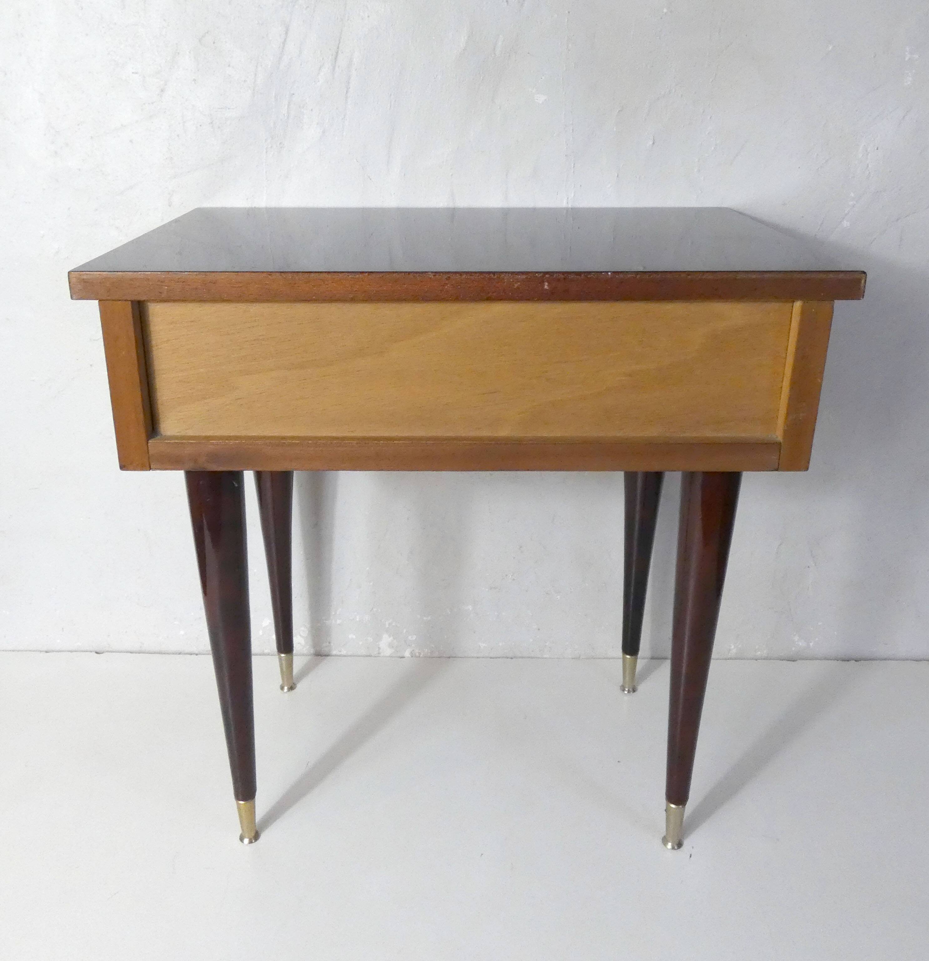 bedside table in lacquered wood and brass