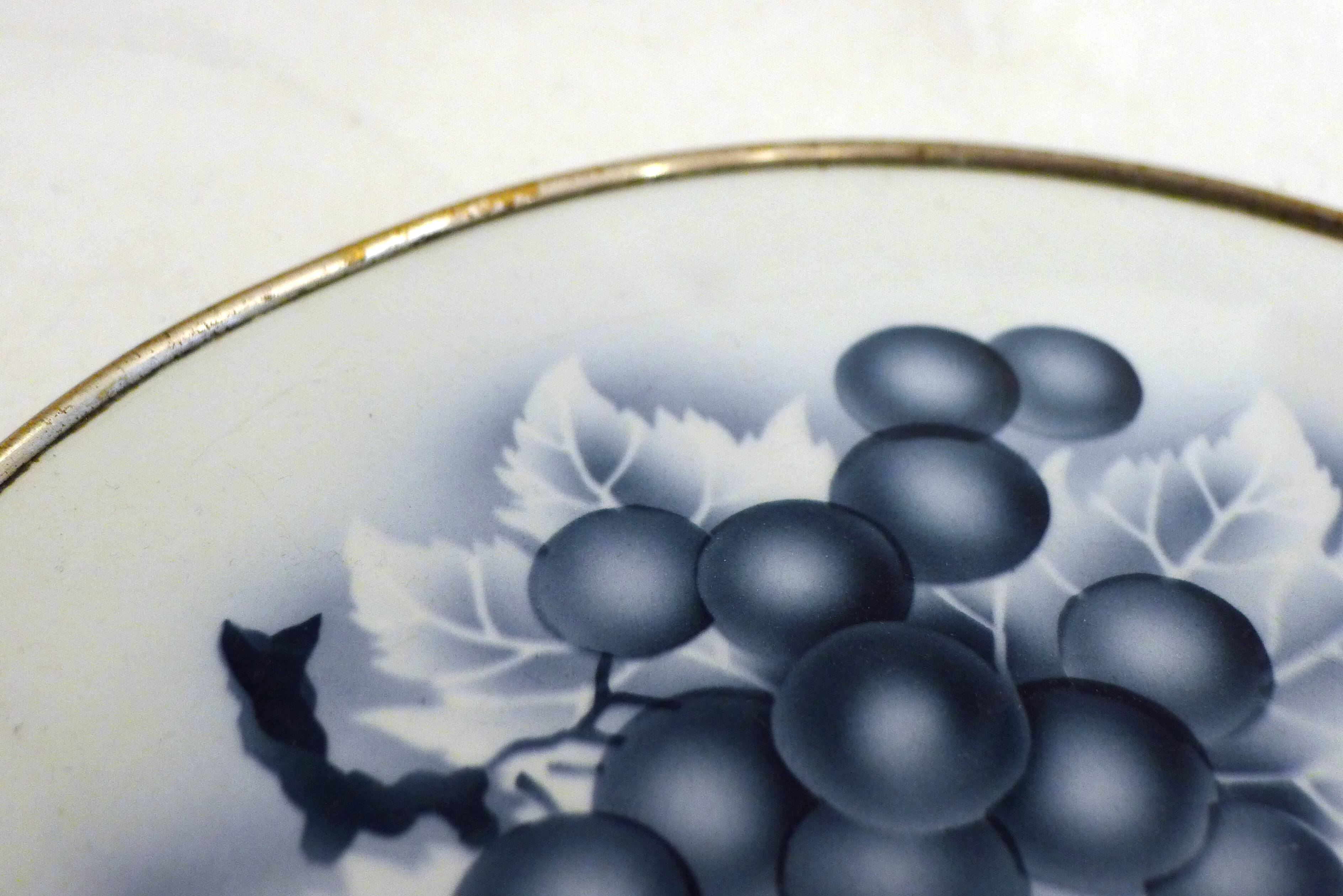 Plat à gâteau décor Fruits 1940'