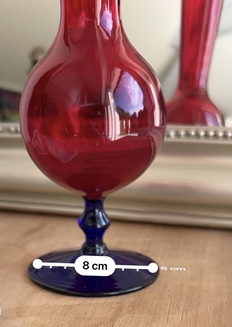 Red and blue blown glass soliflore vase - Murano style - 29 cm