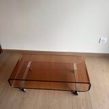 Smoked plexiglass coffee table from the 70s