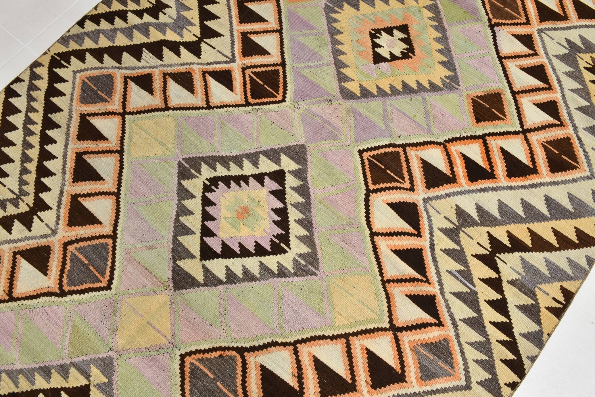 6x9 Faded Color Turkish Vintage Kilim,Handmade Wool Kilim Rug 172x284 Cm