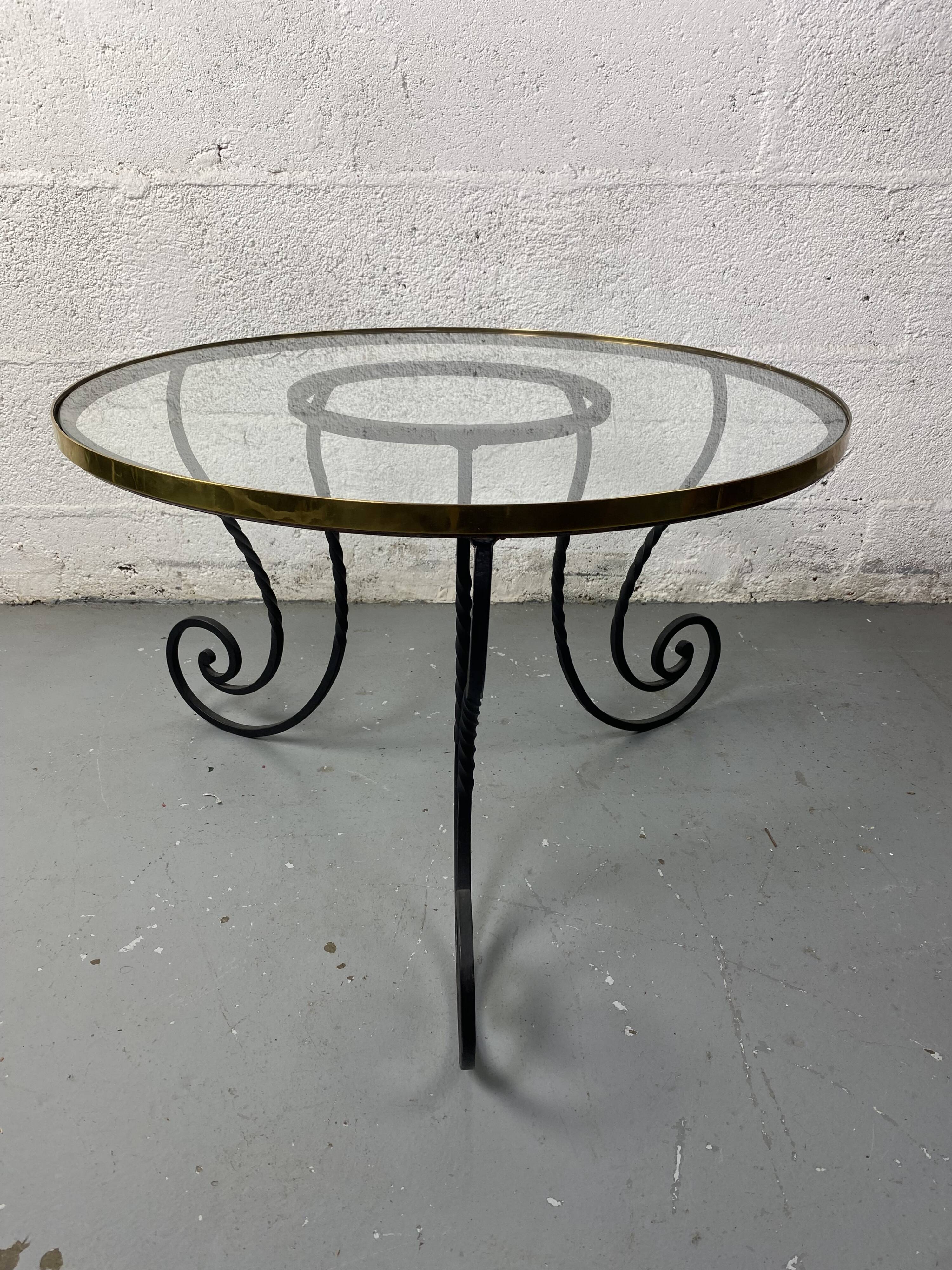Wrought iron coffee table and glass top