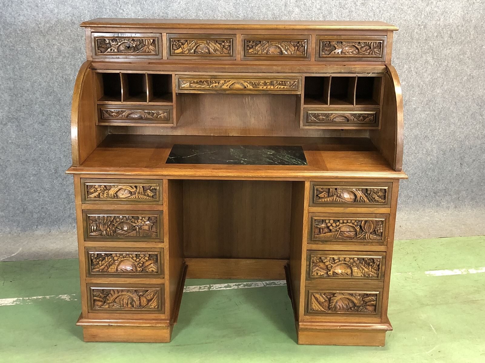 Bureau à cylindre d'inspiration asiatique années 70