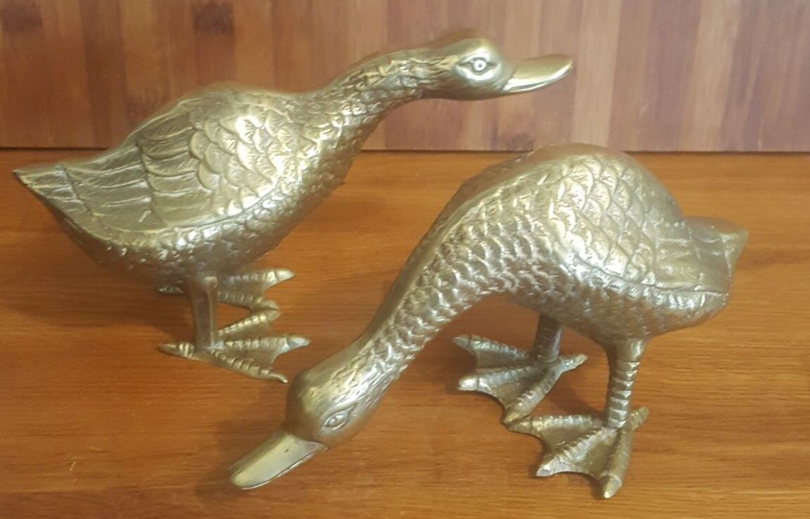 Duo de canards vintage en laiton