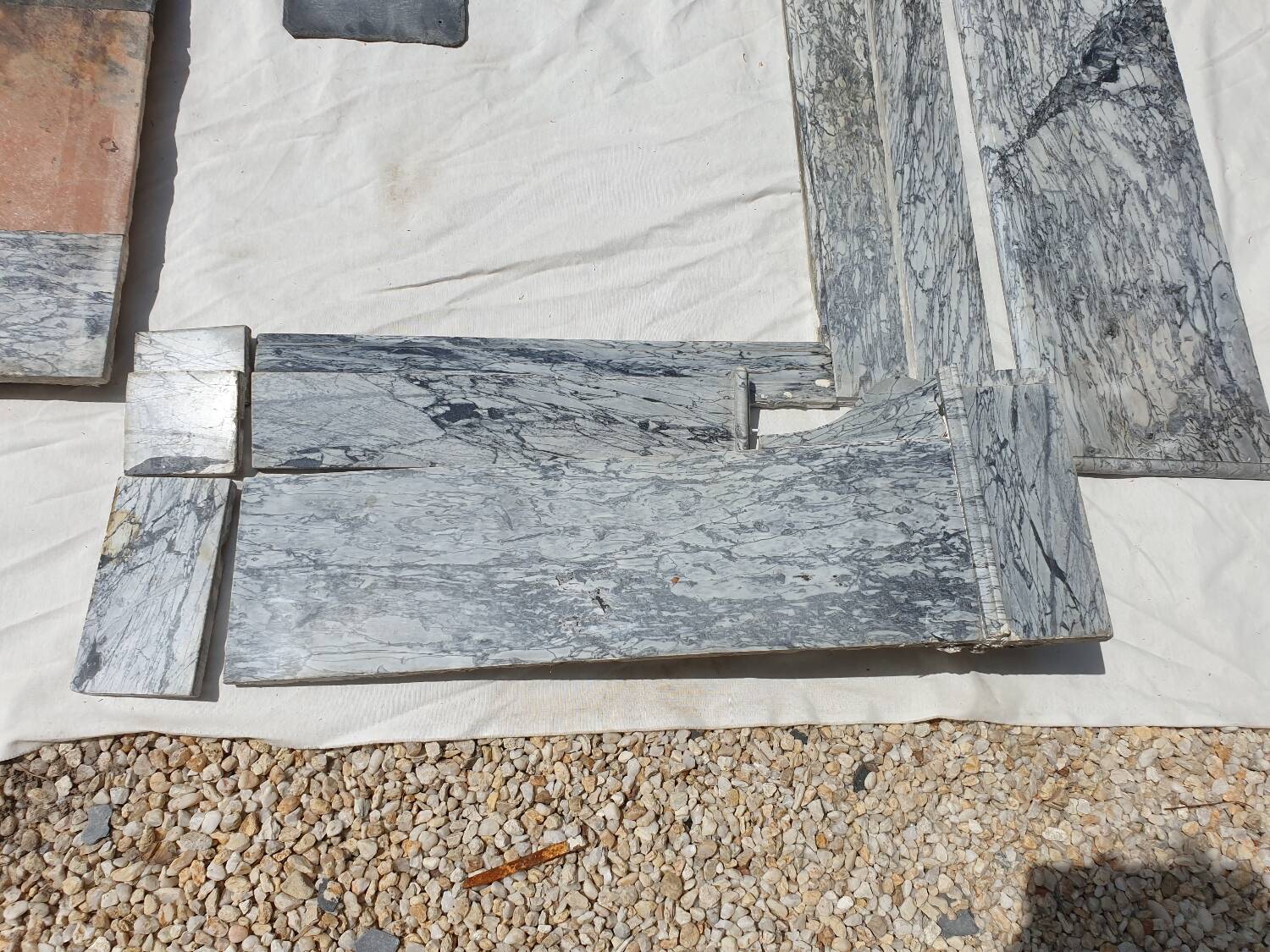 Napoleon III modillion fireplace in gray marble late 19th century