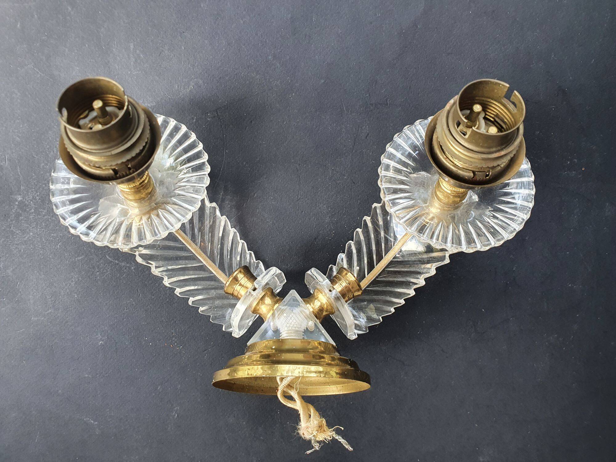 Wall lamp with palm leaf candle holders from the 1950s.