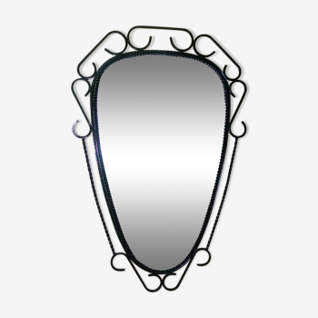 Miroir ovale noir 1950 46x69cm