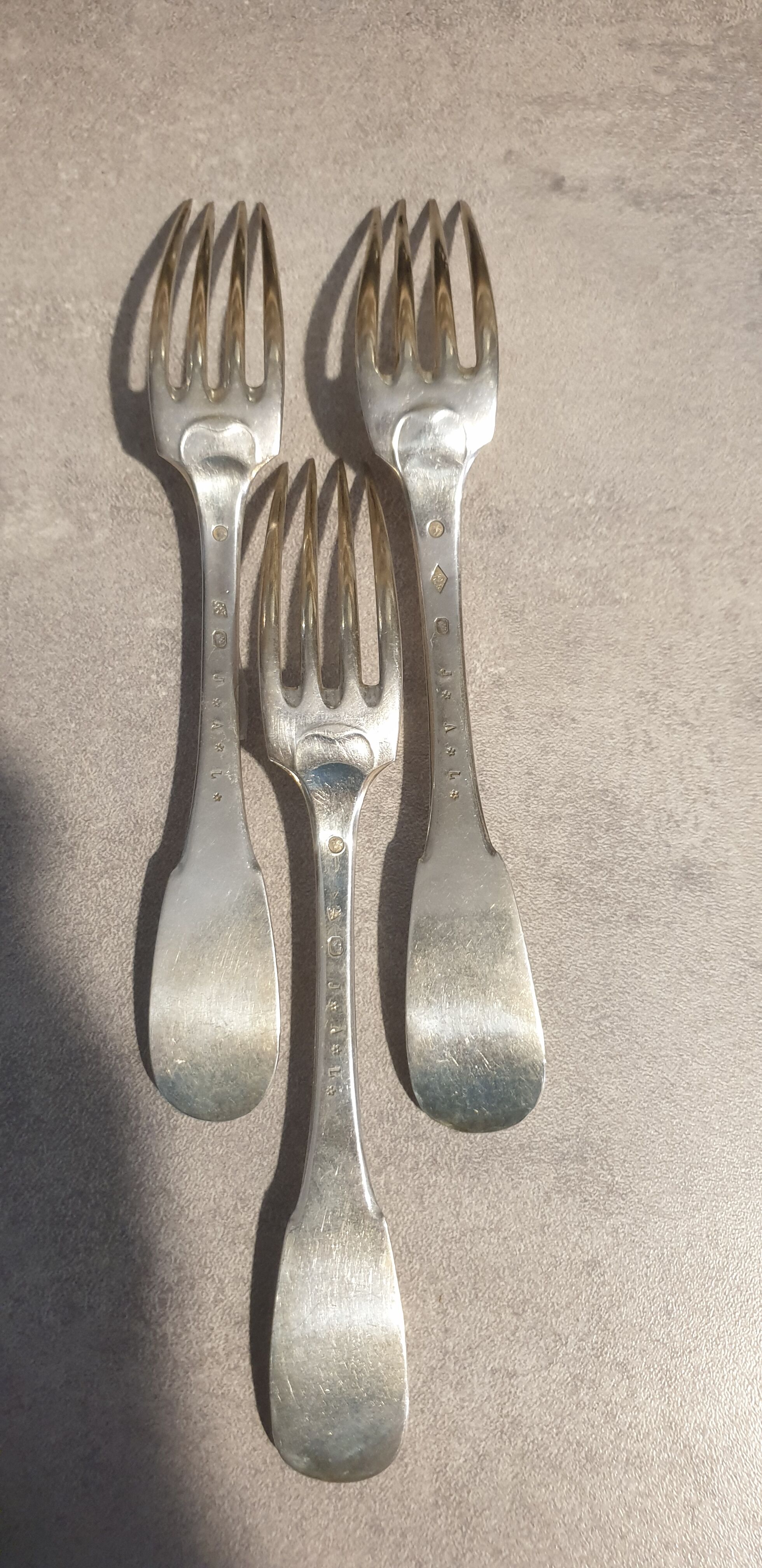 3 forks solid silver 1st title, bets, goldsmith's punch dutrévis t.v.